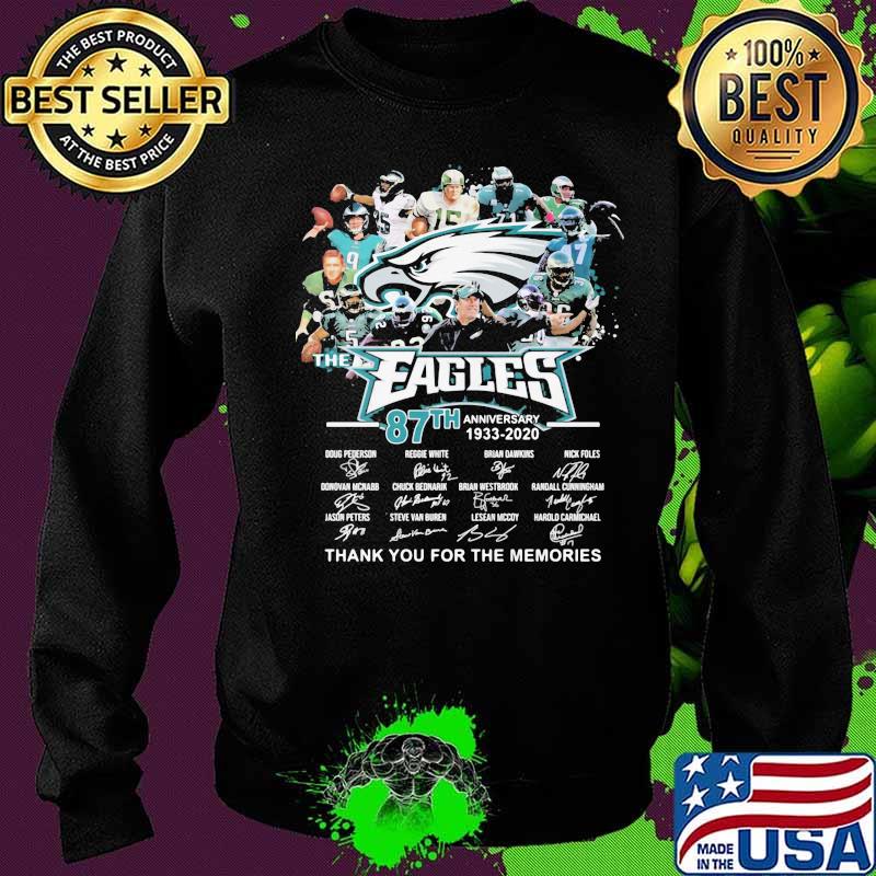The philadelphia eagles 87th anniversary 1933 2020 thank you for the memories signatures s Sweater The philadelphia eagles 87th anniversary 1933 2020 thank you for the memories signatures s Sweater
