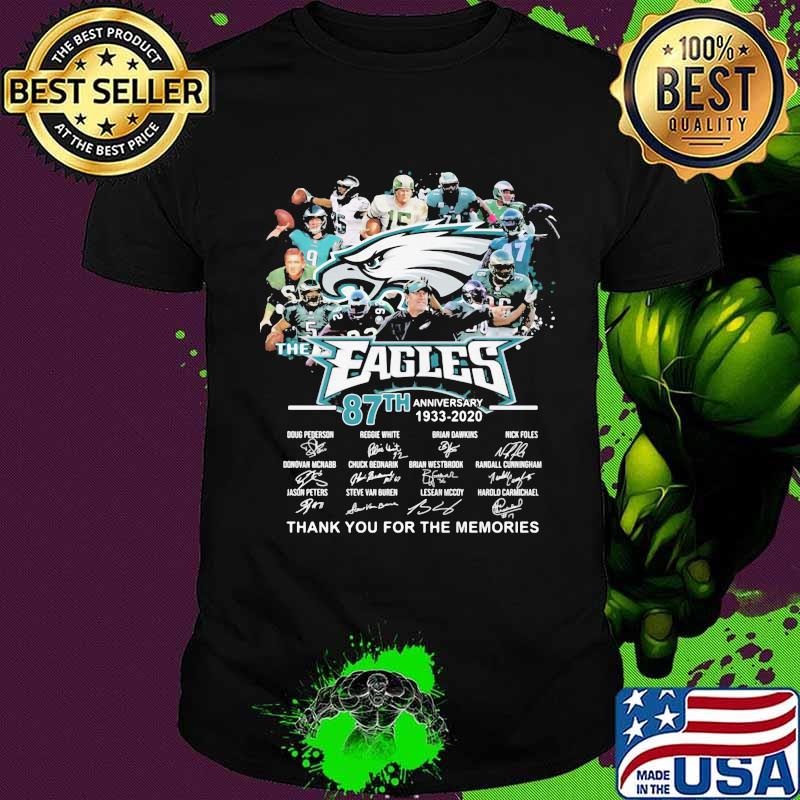 The philadelphia eagles 87th anniversary 1933 2020 thank you for the memories signatures shirt