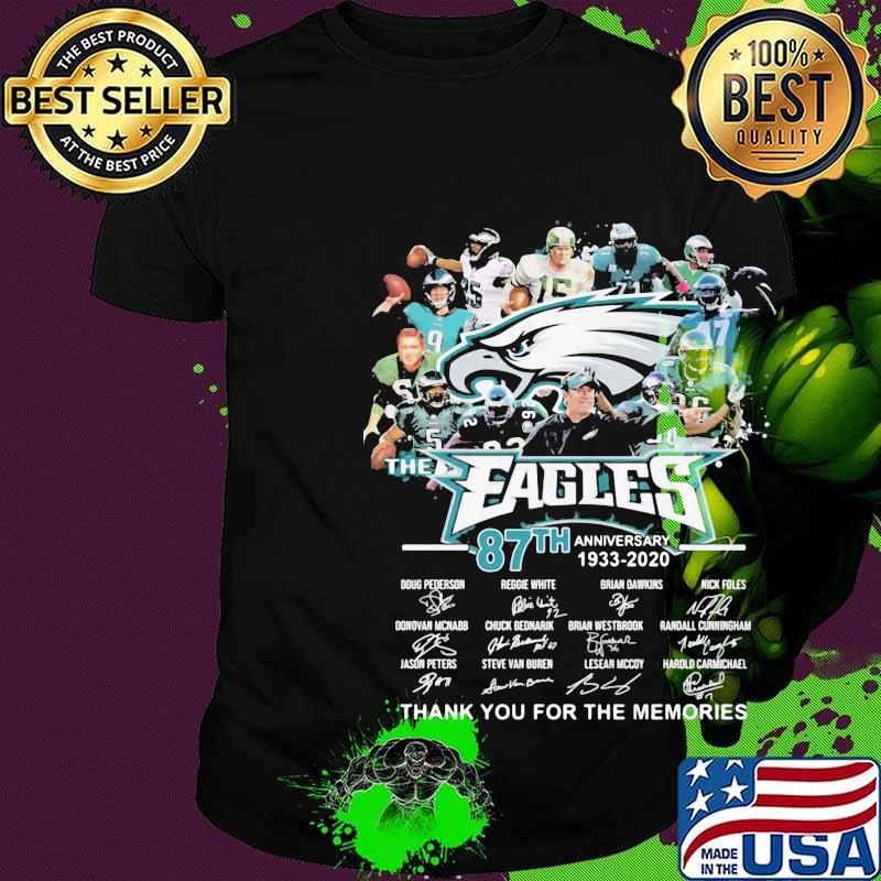 The philadelphia eagles 87th anniversary 1933 2020 thank you for the memories signatures shirt