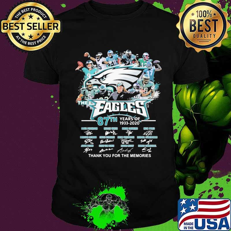 The philadelphia eagles 87th years of 1933 2020 thank you for the memories signatures shirt
