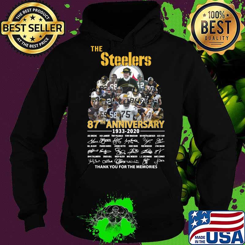 The pittsburgh steelers 87th anniversary 1933 2020 thank you for the memories signatures s Hoodie The pittsburgh steelers 87th anniversary 1933 2020 thank you for the memories signatures s Hoodie