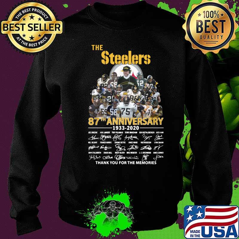 The pittsburgh steelers 87th anniversary 1933 2020 thank you for the memories signatures s Sweater The pittsburgh steelers 87th anniversary 1933 2020 thank you for the memories signatures s Sweater