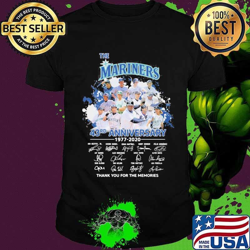The seattle mariners baseball 43rd anniversary 1977 2020 thank you for the memories signatures shirt