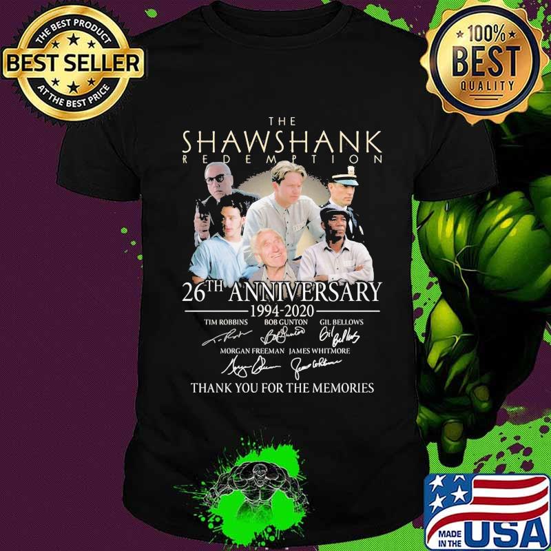 The shawshank redemption 26th anniversary 1994 2020 thank you for the memories signatures shirt