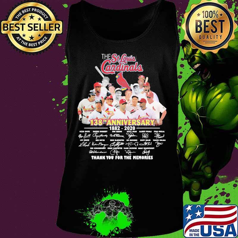 The st. louis cardinals 138th anniversary 1882 2021 thank you for the memories signatures s Tank top The st. louis cardinals 138th anniversary 1882 2021 thank you for the memories signatures s Tank top