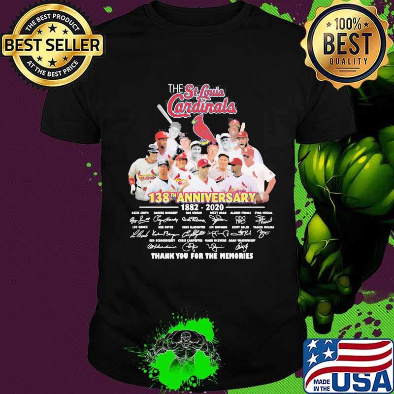 The st. louis cardinals 138th anniversary 1882 2021 thank you for the memories signatures shirt