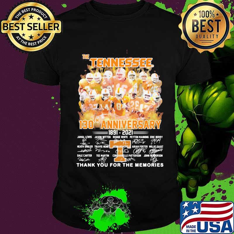 The volunteers tennessee 130th anniversary 1891 2021 thank you for the memories signatures shirt