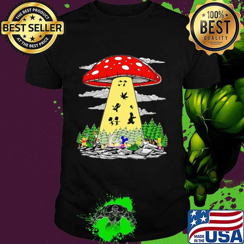 Ufo mushroom disney cartoon characters shirt