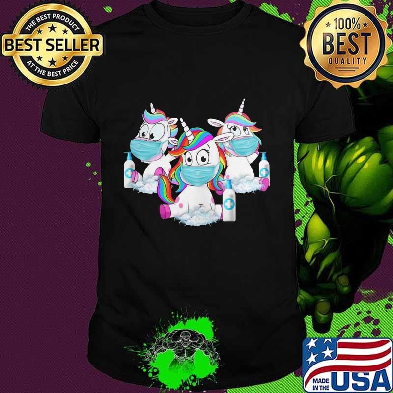 Unicorn wear mask washing hand shirt