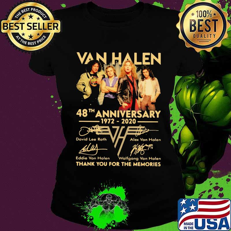 Van halen 48th anniversary 1972 2020 thank you for the memories signatures s Ladies tee Van halen 48th anniversary 1972 2020 thank you for the memories signatures s Ladies tee