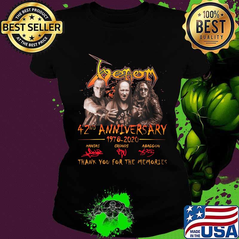 Venom band 42nd anniversary 1978 2020 thank you for the memories signatures s Ladies tee Venom band 42nd anniversary 1978 2020 thank you for the memories signatures s Ladies tee