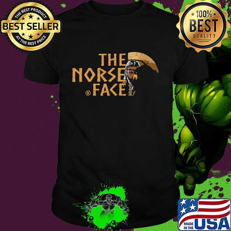 Vikings and raven the norse face logo shirt