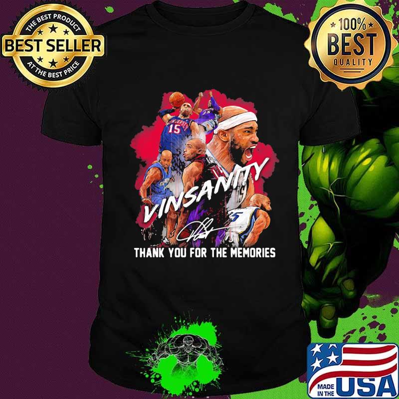Vinsanity vince carter thank you for the memories signature shirt