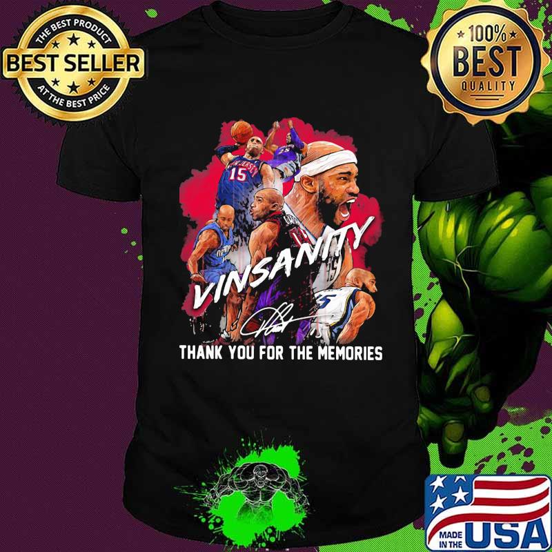 Vinsanity vince carter thank you for the memories signature shirt