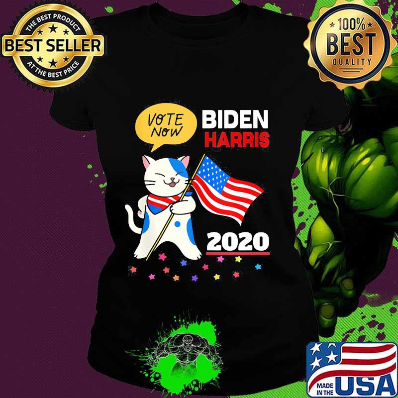 Vote Now Biden Harris 2020 Cat American Flag Independence Day Shirt Ladies tee Vote Now Biden Harris 2020 Cat American Flag Independence Day Shirt Ladies tee