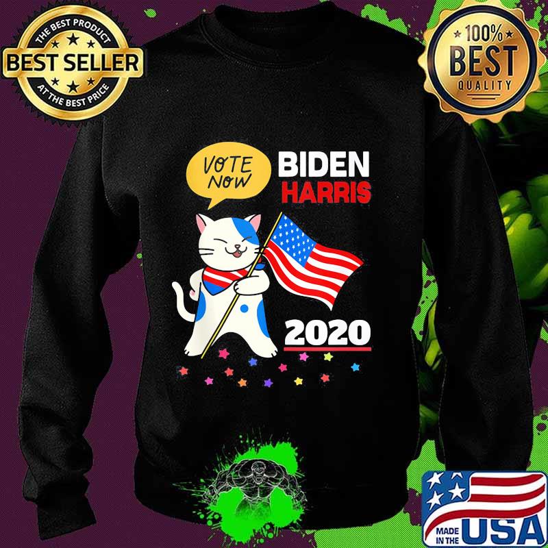 Vote Now Biden Harris 2020 Cat American Flag Independence Day Shirt Sweater Vote Now Biden Harris 2020 Cat American Flag Independence Day Shirt Sweater