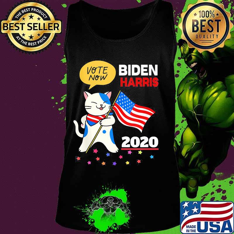 Vote Now Biden Harris 2020 Cat American Flag Independence Day Shirt Tank top Vote Now Biden Harris 2020 Cat American Flag Independence Day Shirt Tank top