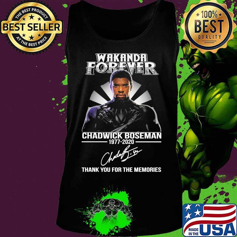 Wakanda forever black panther rip chadwick Boseman rest in peace 1977 2020 thank you for the memories signature light s Tank top Wakanda forever black panther rip chadwick Boseman rest in peace 1977 2020 thank you for the memories signature light s Tank top