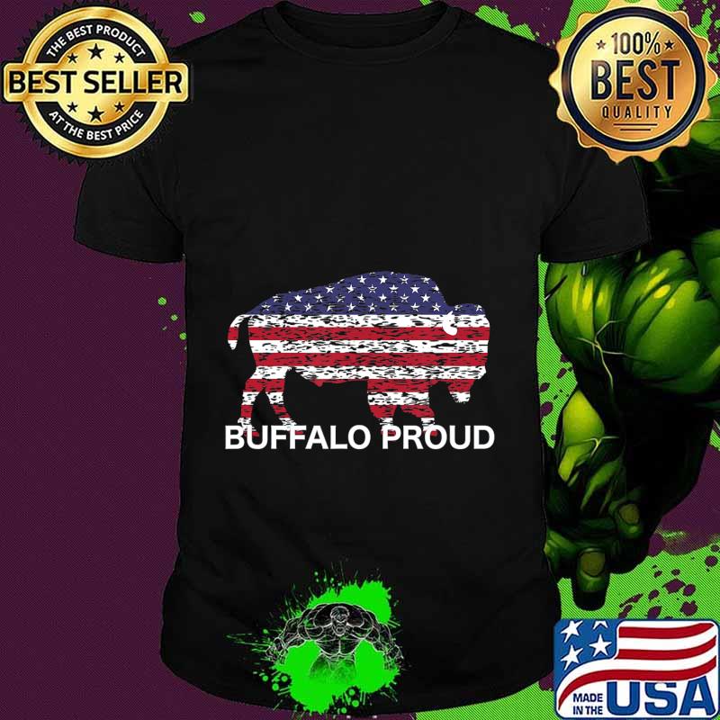 WHEREABOUTS Buffalo Proud Buffalo with Flag on Back T-Shirt