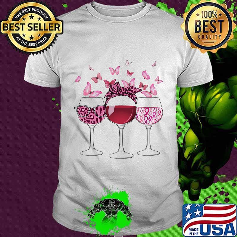 WINE BREAST CANCER BUTTERFLY SHIRT