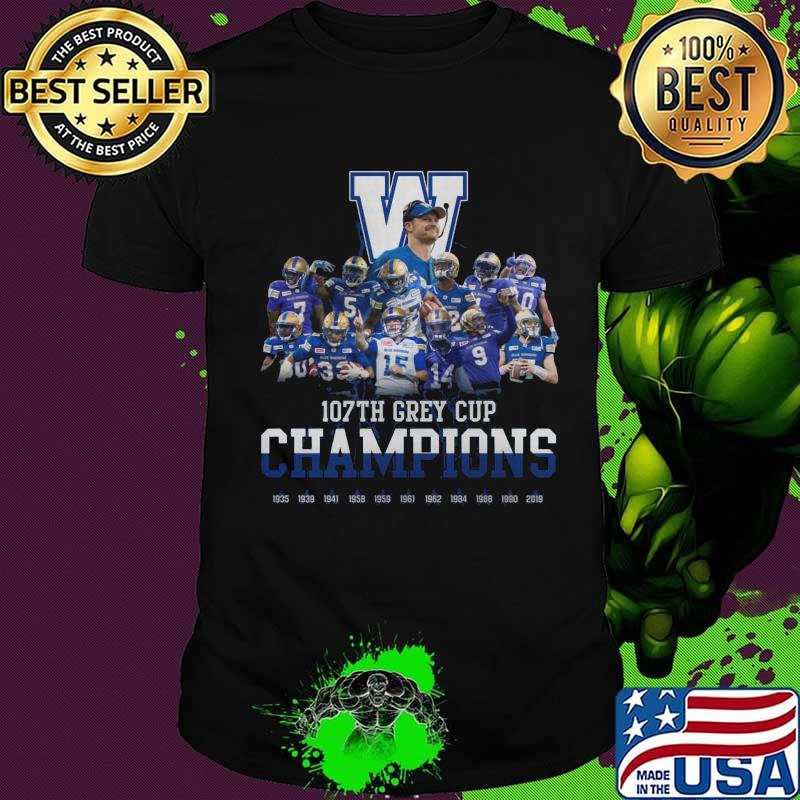 Winnipeg blue bombers 107th grey cup champions football shirt