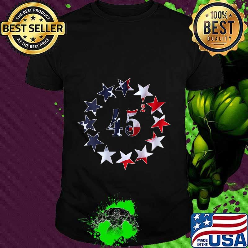 Womens 45 Squared Trump Betsy Ross Flag 2020 Second Term V-Neck T-Shirt