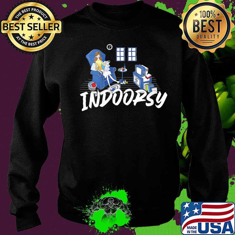 Womens Indoorsy reading and watching TV V-Neck T-Shirt Copy Sweater Womens Indoorsy reading and watching TV V-Neck T-Shirt Copy Sweater
