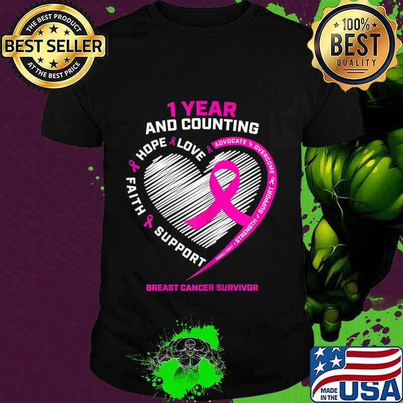 1 years and counting Pink Cancer Survivor Gifts Mom Sister Breast Cancer Survivor Shirt