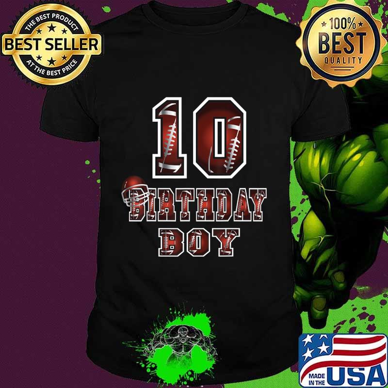 10th Birthday Boy 10 Years Old Football Lover Theme Party T-Shirt