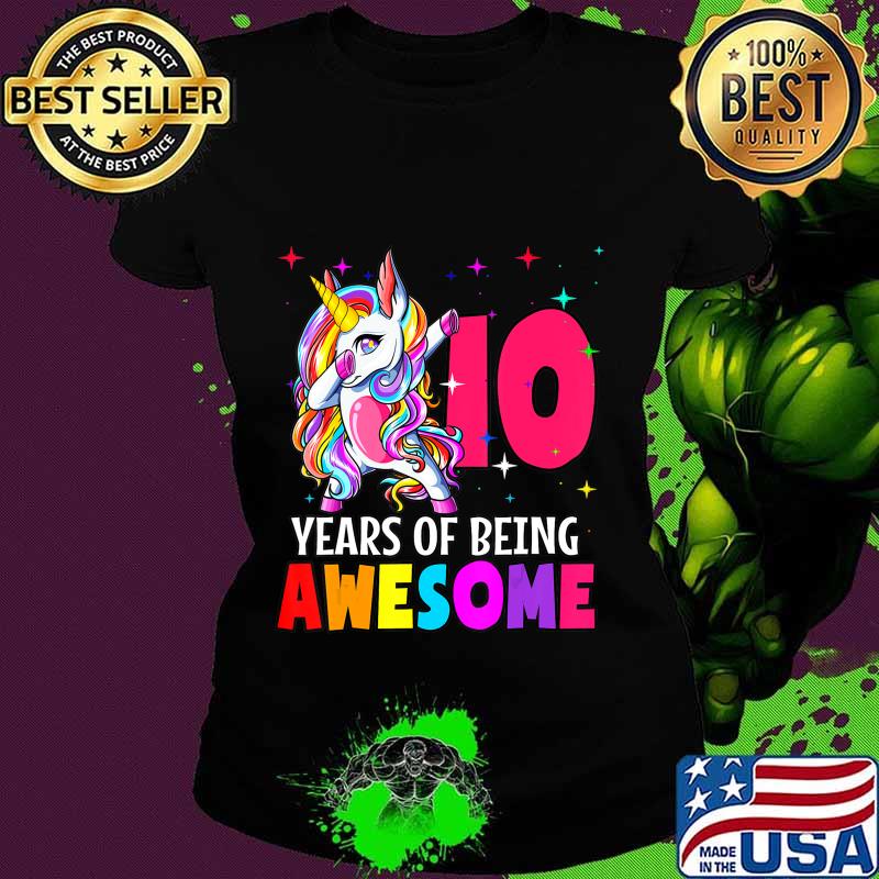 10th Birthday Dabbing Unicorn Party Gift 10 Years Old Girls T-Shirt Ladies tee 10th Birthday Dabbing Unicorn Party Gift 10 Years Old Girls T-Shirt Ladies tee