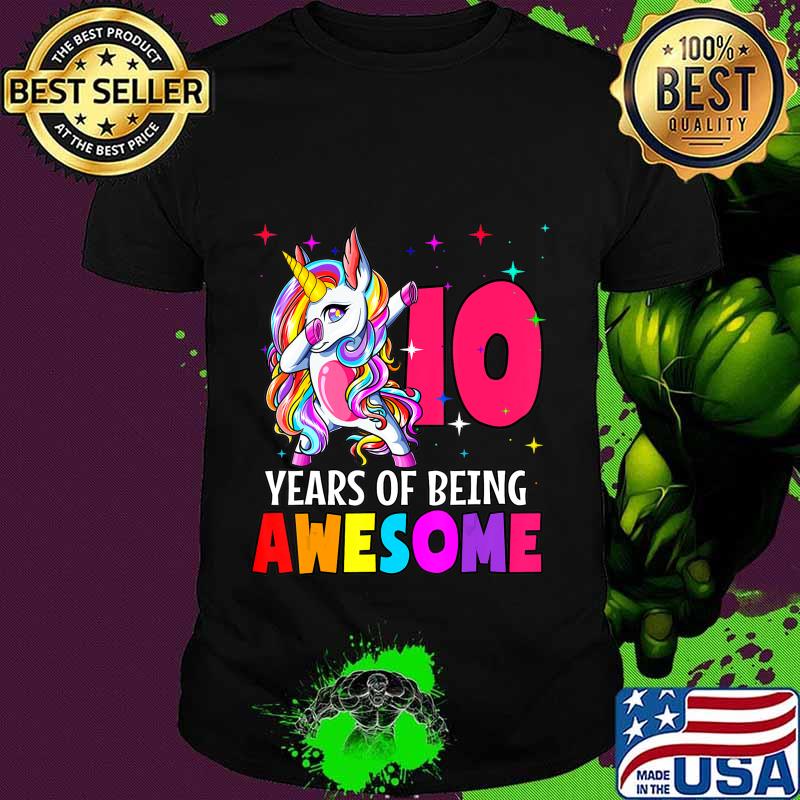 10th Birthday Dabbing Unicorn Party Gift 10 Years Old Girls T-Shirt