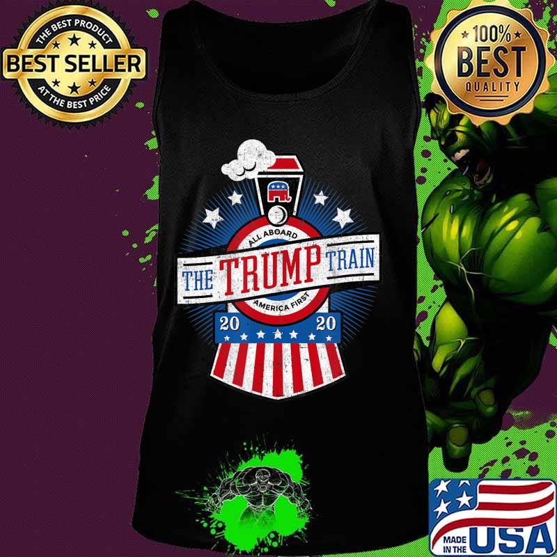 All Aboard the Trump Train 2020 American Flag Reelect 45 T-Shirt Tank top All Aboard the Trump Train 2020 American Flag Reelect 45 T-Shirt Tank top