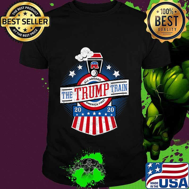All Aboard the Trump Train 2020 American Flag Reelect 45 T-Shirt All Aboard the Trump Train 2020 American Flag Reelect 45 T-Shirt
