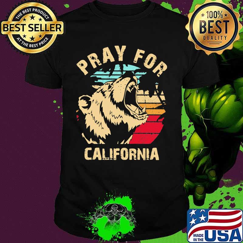 Bear pray for california vintage retro shirt