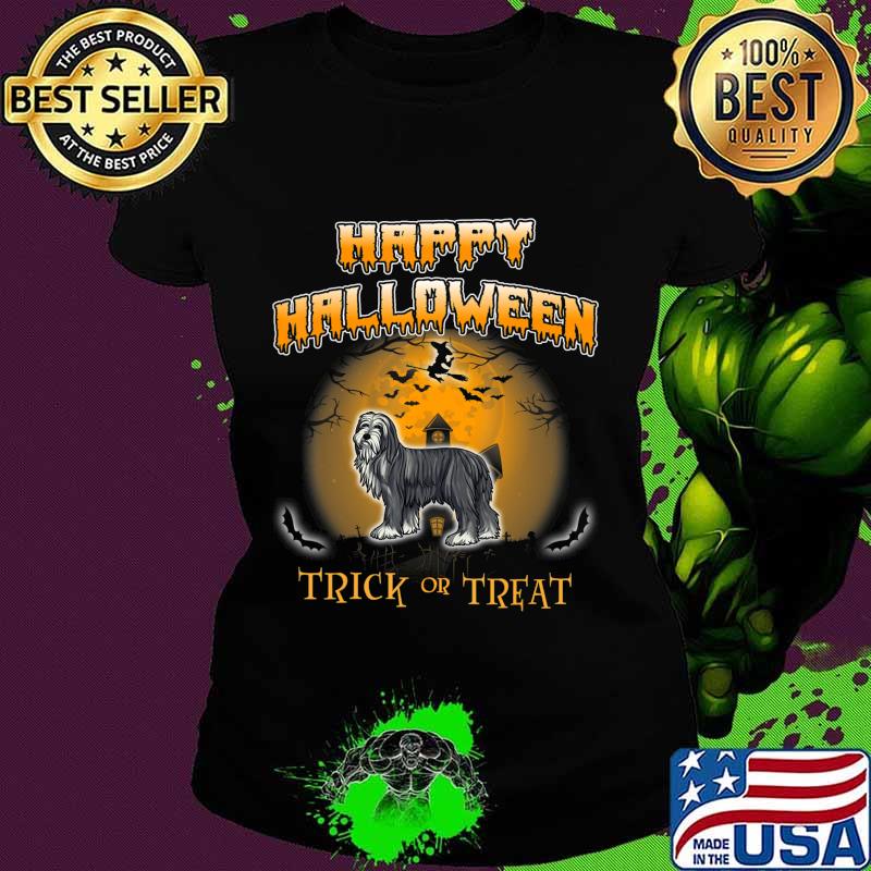 Bearded Collie Dog Happy Halloween T-Shirt Ladies tee Bearded Collie Dog Happy Halloween T-Shirt Ladies tee