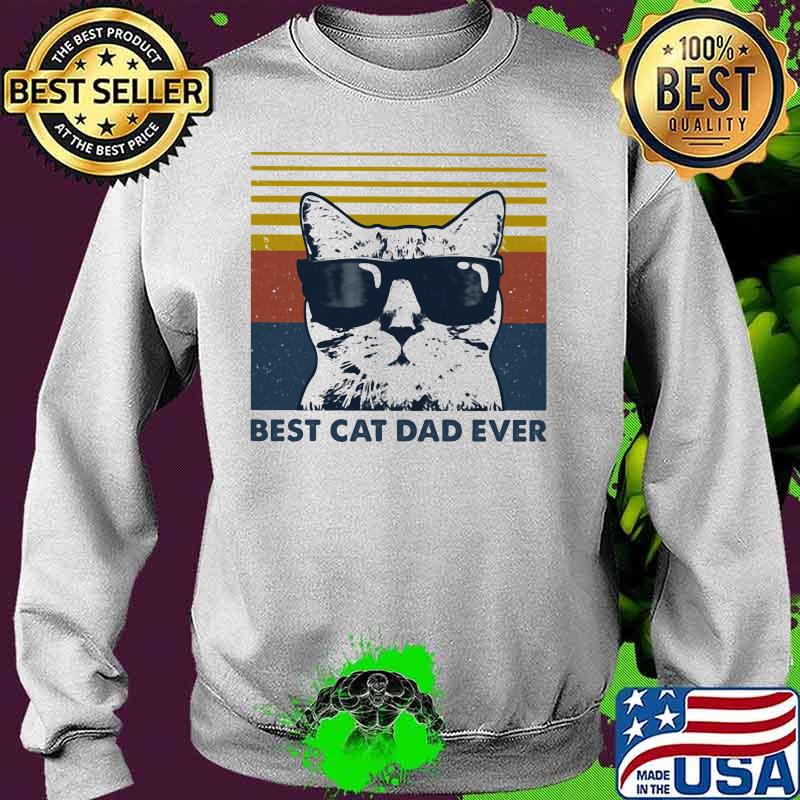Best Cat Dad Ever with Sunglasses vintage retro s Sweater Best Cat Dad Ever with Sunglasses vintage retro s Sweater