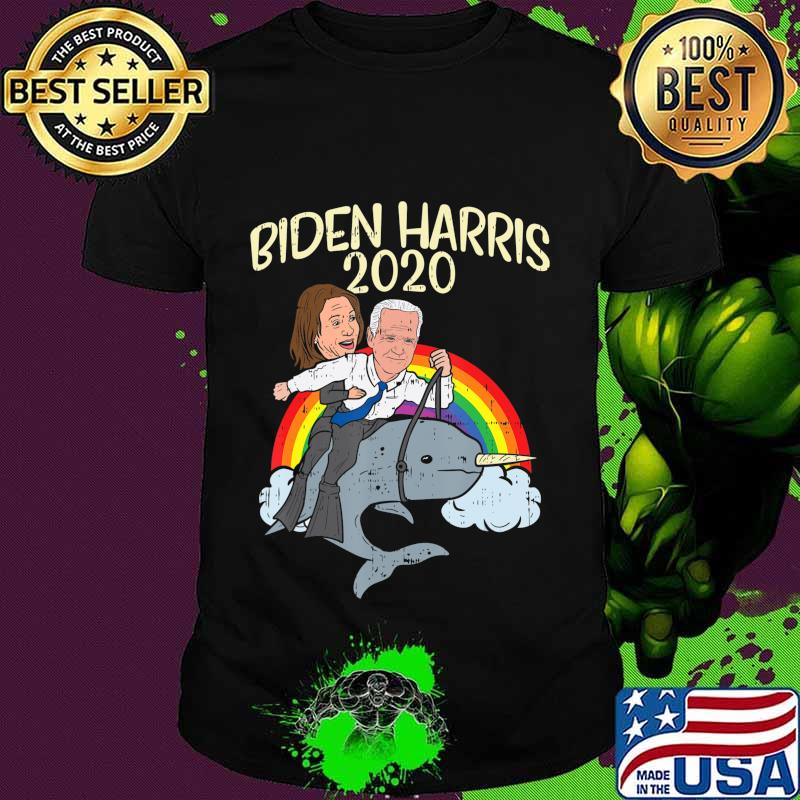 Biden Harris 2020 Narwhale Rainbow Funny Joe Kamala Democrat T-Shirt