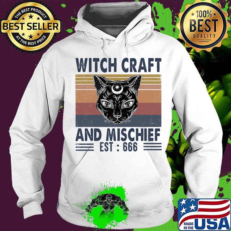 Black cat witch craft and mischief est 666 vintage retro s Hoodie Black cat witch craft and mischief est 666 vintage retro s Hoodie