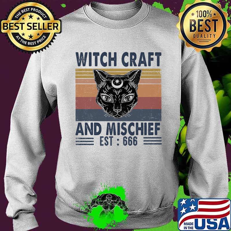 Black cat witch craft and mischief est 666 vintage retro s Sweater Black cat witch craft and mischief est 666 vintage retro s Sweater