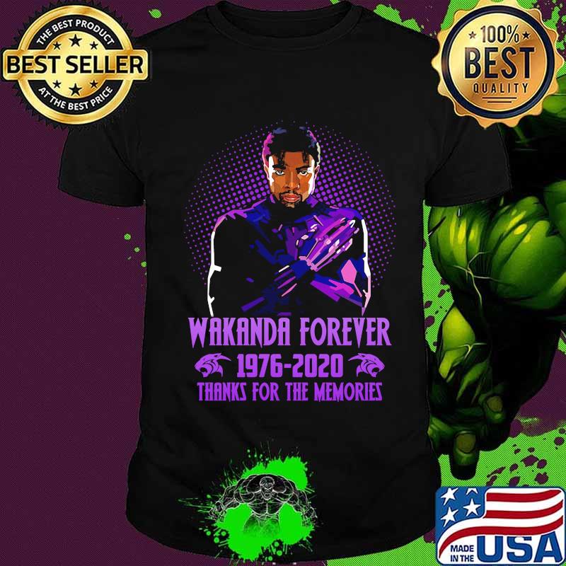 Black panther rip chadwick wakanda forever 1976 2020 thanks for the memories shirt