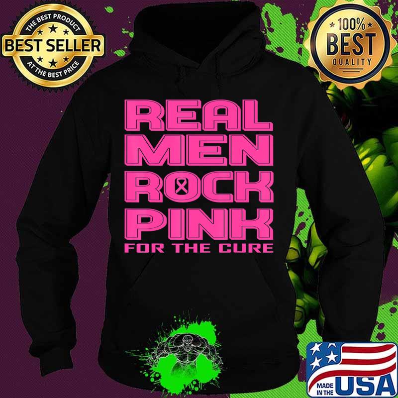 Black & White Real Men Rock Pink Breast Cancer Awareness T-Shirt Hoodie Black & White Real Men Rock Pink Breast Cancer Awareness T-Shirt Hoodie