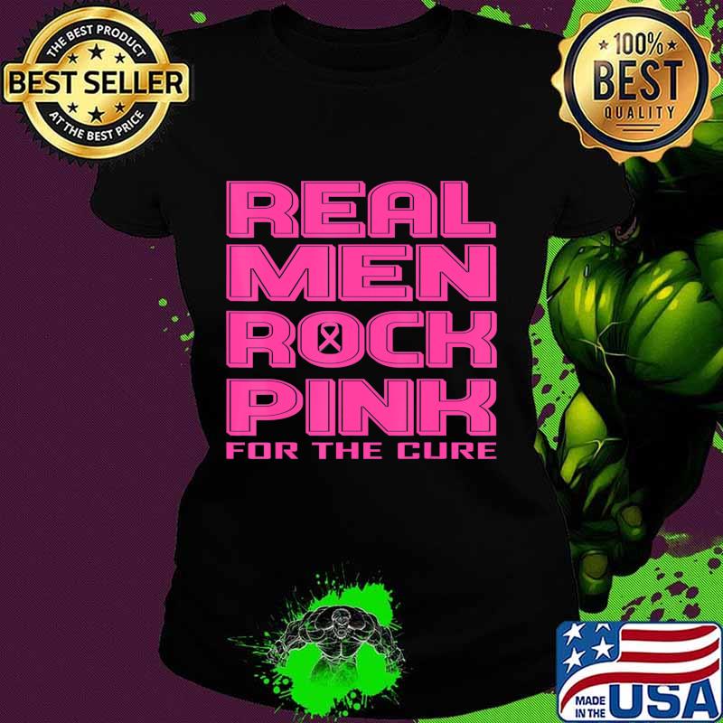 Black & White Real Men Rock Pink Breast Cancer Awareness T-Shirt Ladies tee Black & White Real Men Rock Pink Breast Cancer Awareness T-Shirt Ladies tee