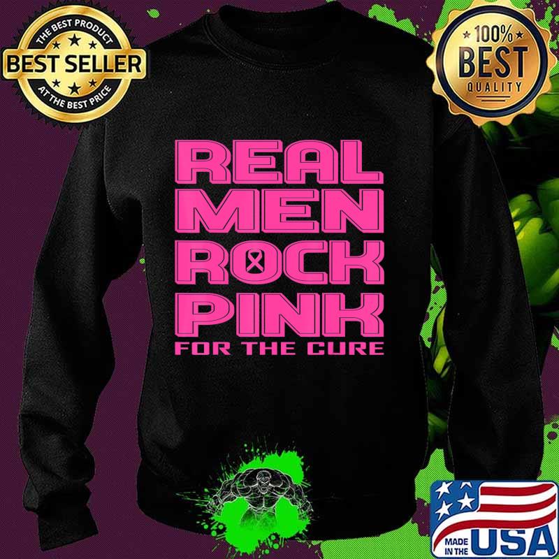 Black & White Real Men Rock Pink Breast Cancer Awareness T-Shirt Sweater Black & White Real Men Rock Pink Breast Cancer Awareness T-Shirt Sweater