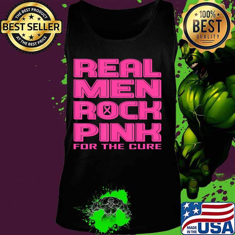 Black & White Real Men Rock Pink Breast Cancer Awareness T-Shirt Tank top Black & White Real Men Rock Pink Breast Cancer Awareness T-Shirt Tank top