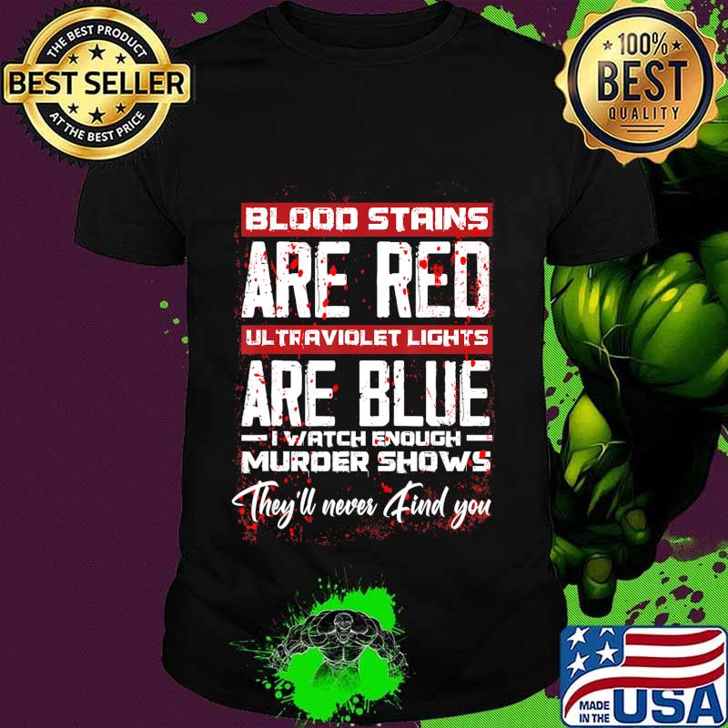 Blood Stains Are Red Ultraviolet Lights Are Blue Halloween T-Shirt