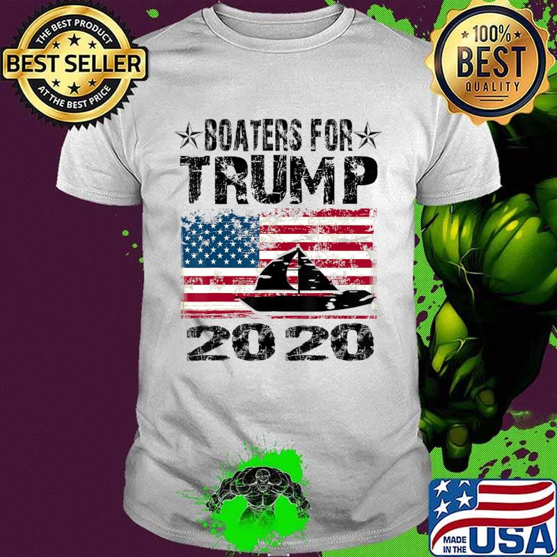 Boaters For Trump Conservative Vintage American Flag 2020 T-Shirt