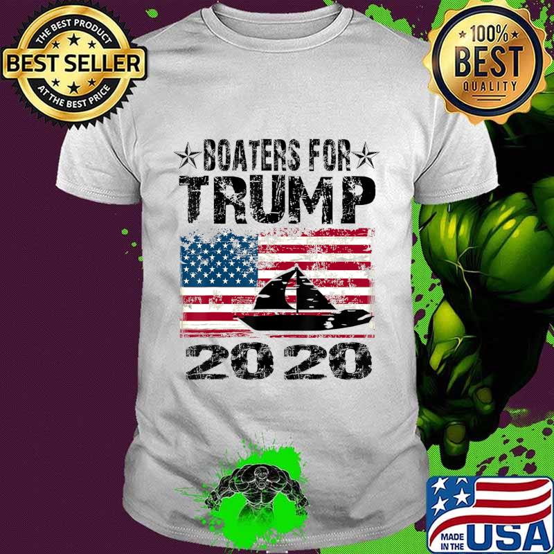 Boaters For Trump Conservative Vintage American Flag 2020 T-Shirt