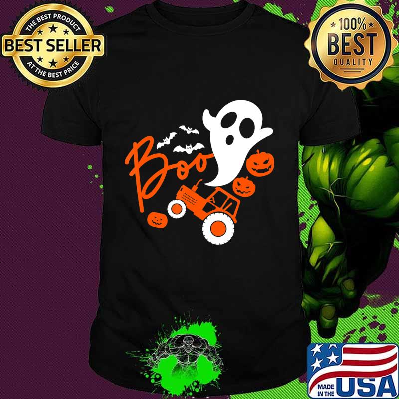 Boo Ghost Rider Tractor Farmer Pumpkin Halloween Costume T-Shirt