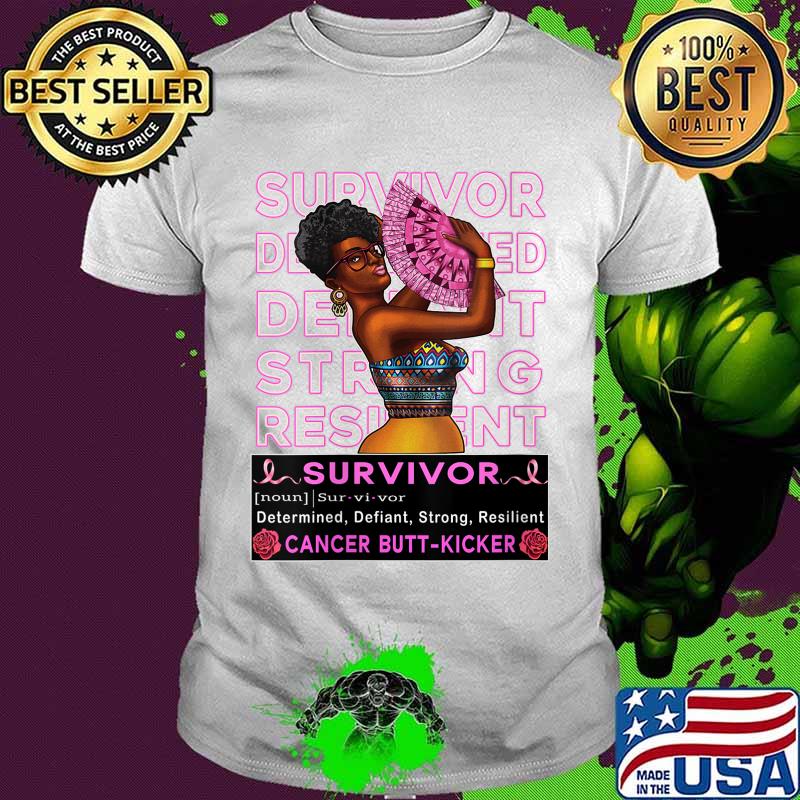 Breast Cancer Survivor Pink Ribbon Sunflower Black Queen Shirt