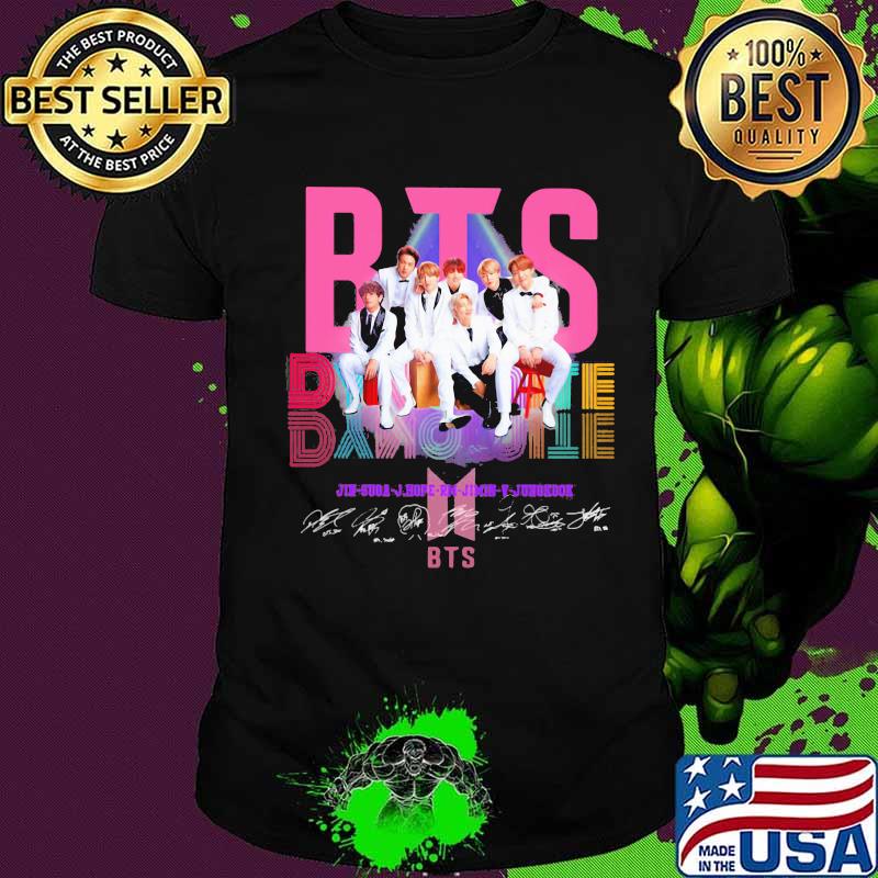 Bts band dynamite album signatures shirt